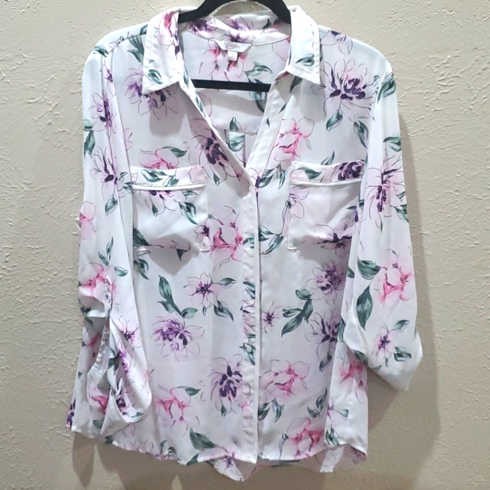 Light pink floral desing XL size blouse